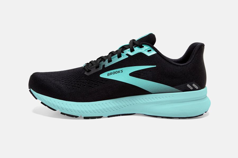 Launch 8 Road Brooks Running Shoes NZ Womens - Black/Blue - EMQIPX-870